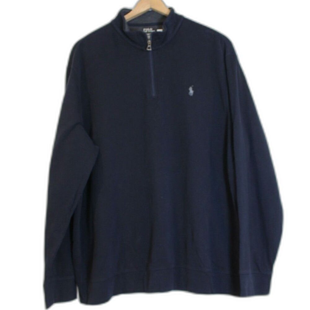 Polo Ralph Lauren Navy Blue Pullover Sweater Cotton Blend XXL 1/4 Zip
